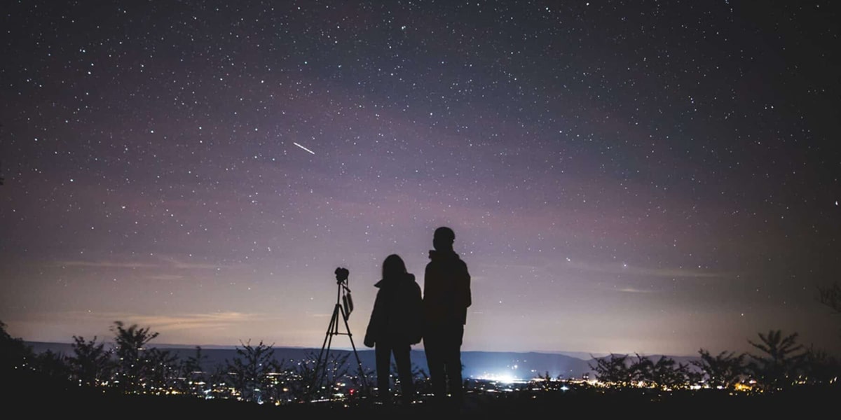 People watching a star shower