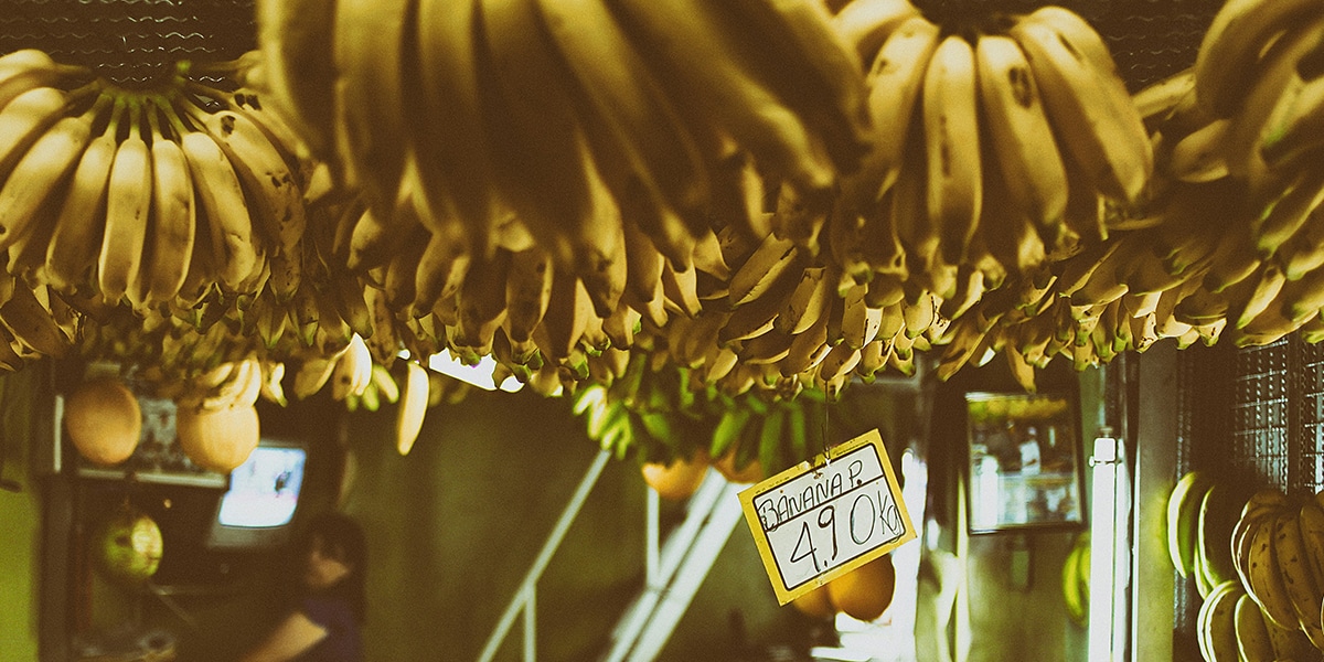public market with bananas
