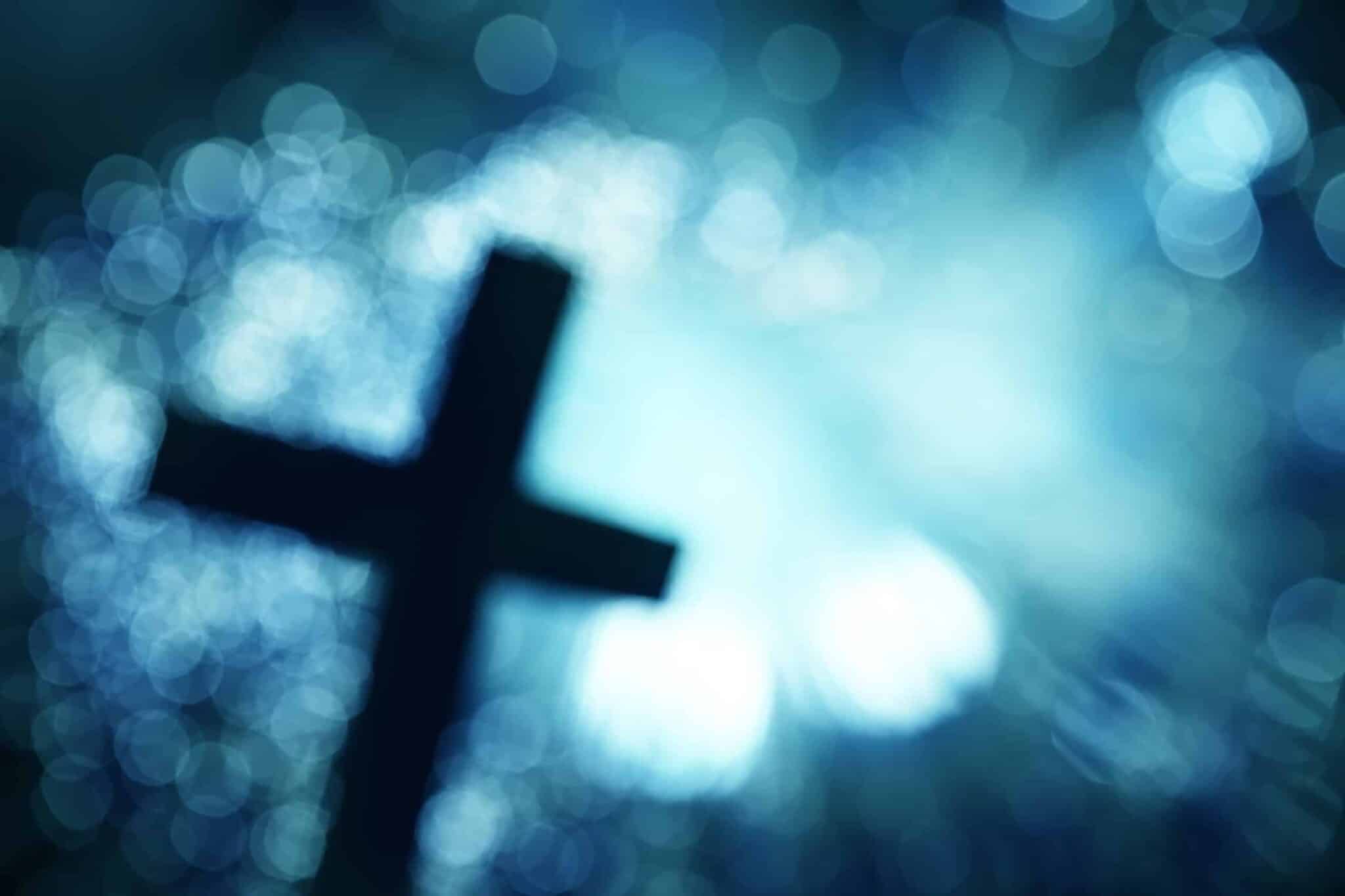 Cross with blue background