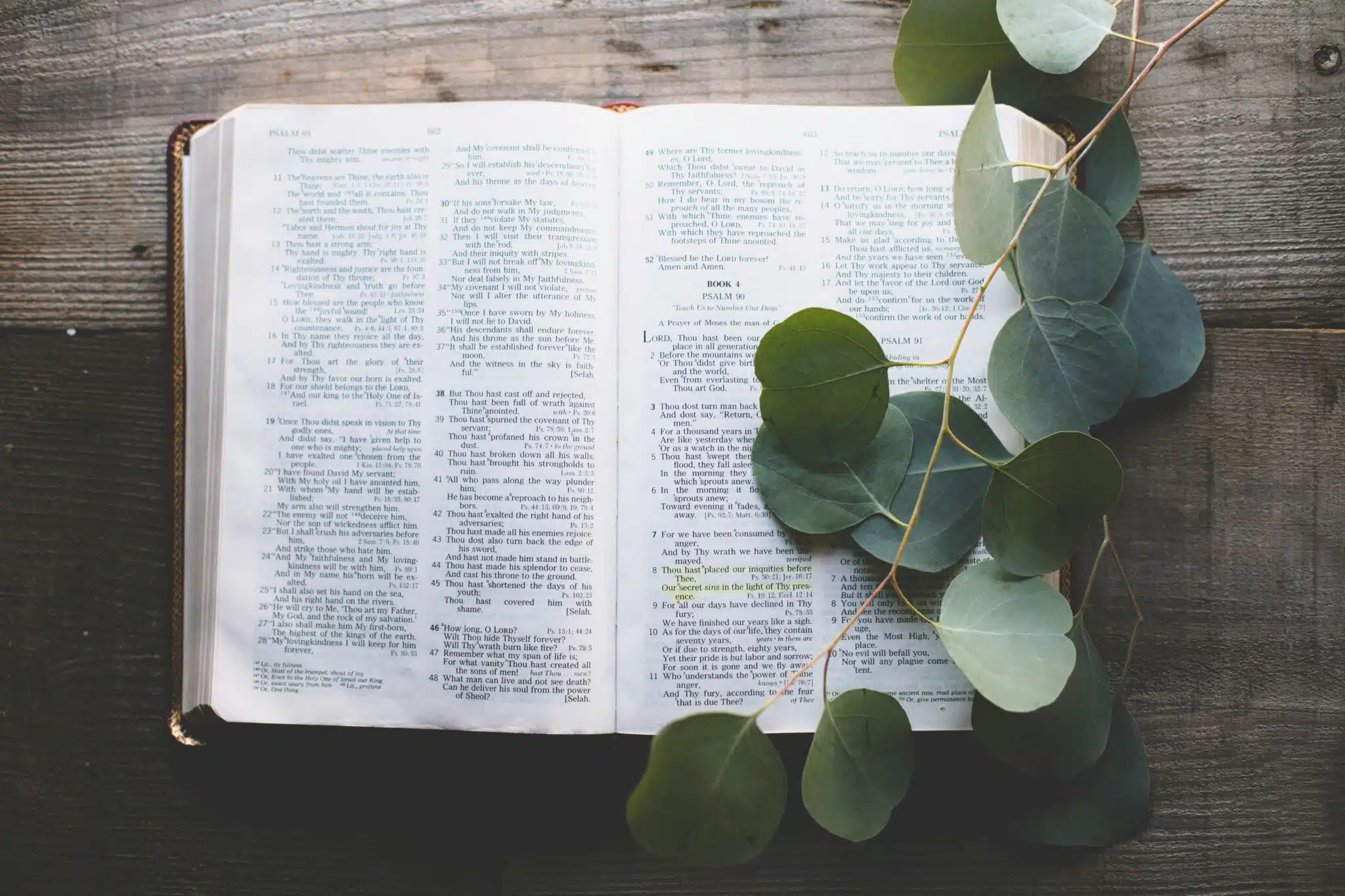 Opened bible on a table