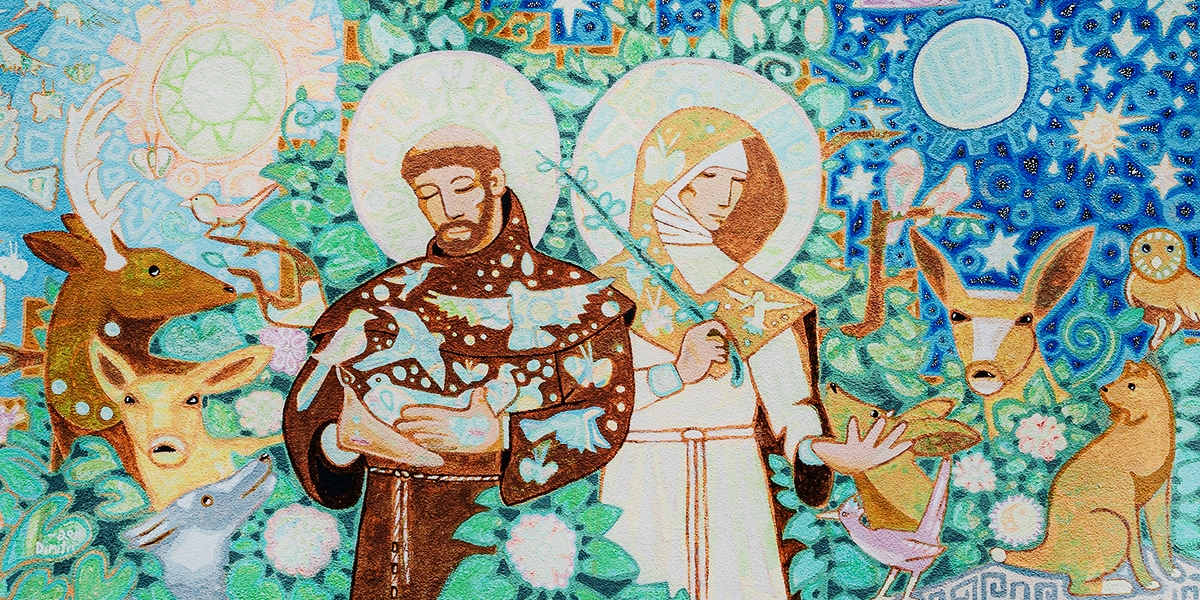 Saint Francis and Saint Clare of Assisi with animals