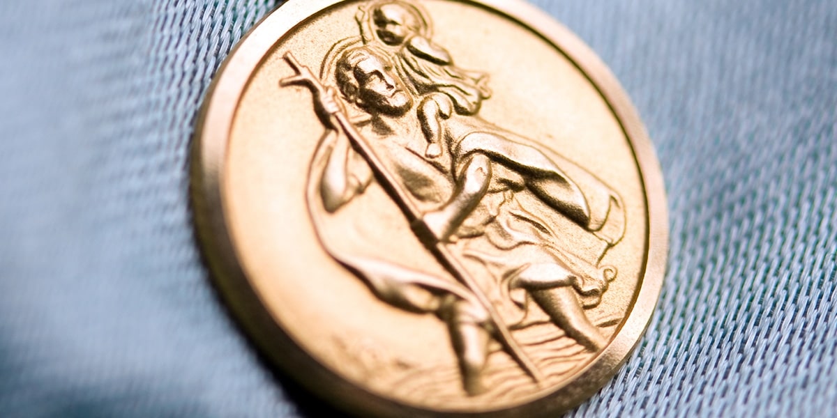 Saint Christopher and Jesus medal