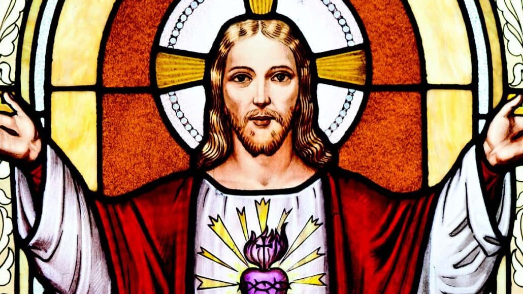 Stained glass window of jesus