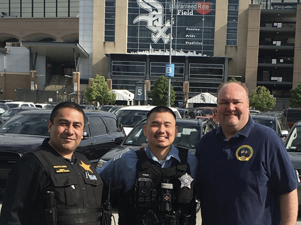 Officers pose for the camera