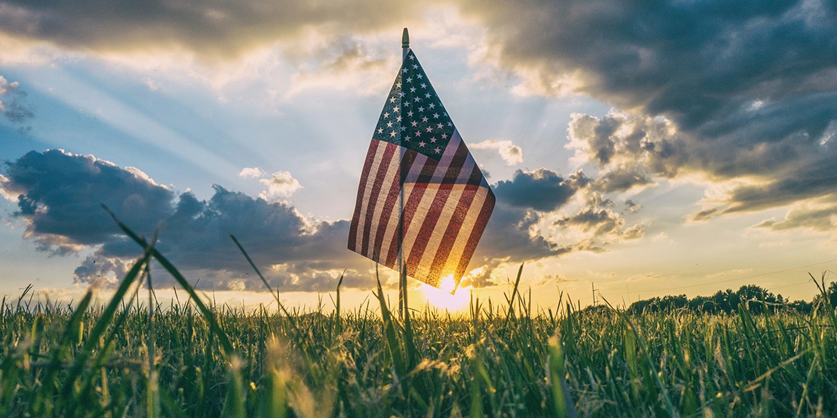 American flag in field