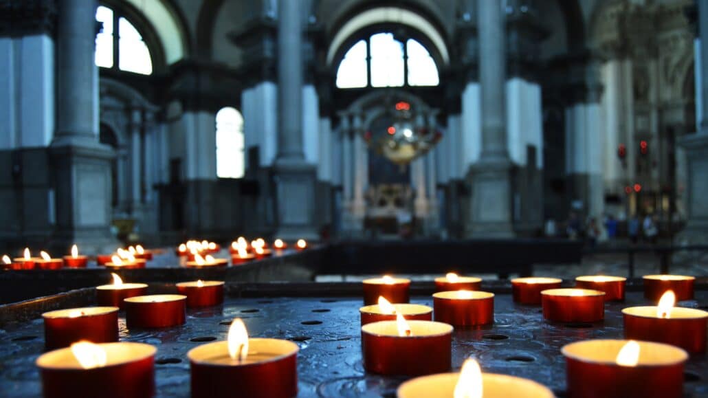 Candles on a church floor