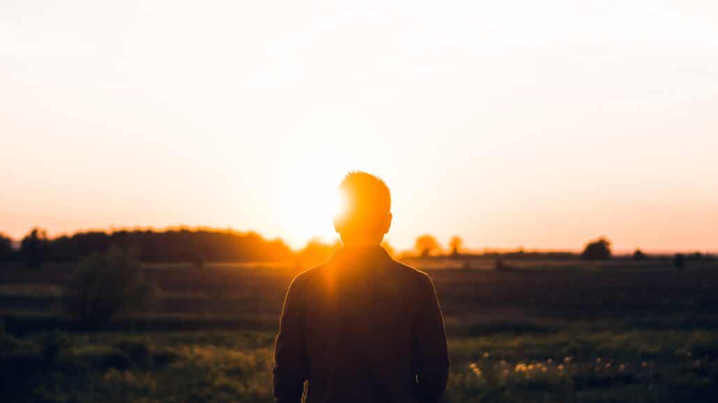 Man watching the sunrise