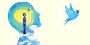 Illustration of somebody with mental illness
