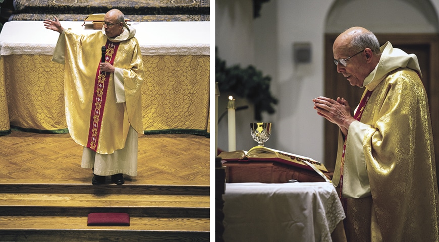 Father Boniface Ramsey celebrating Mass