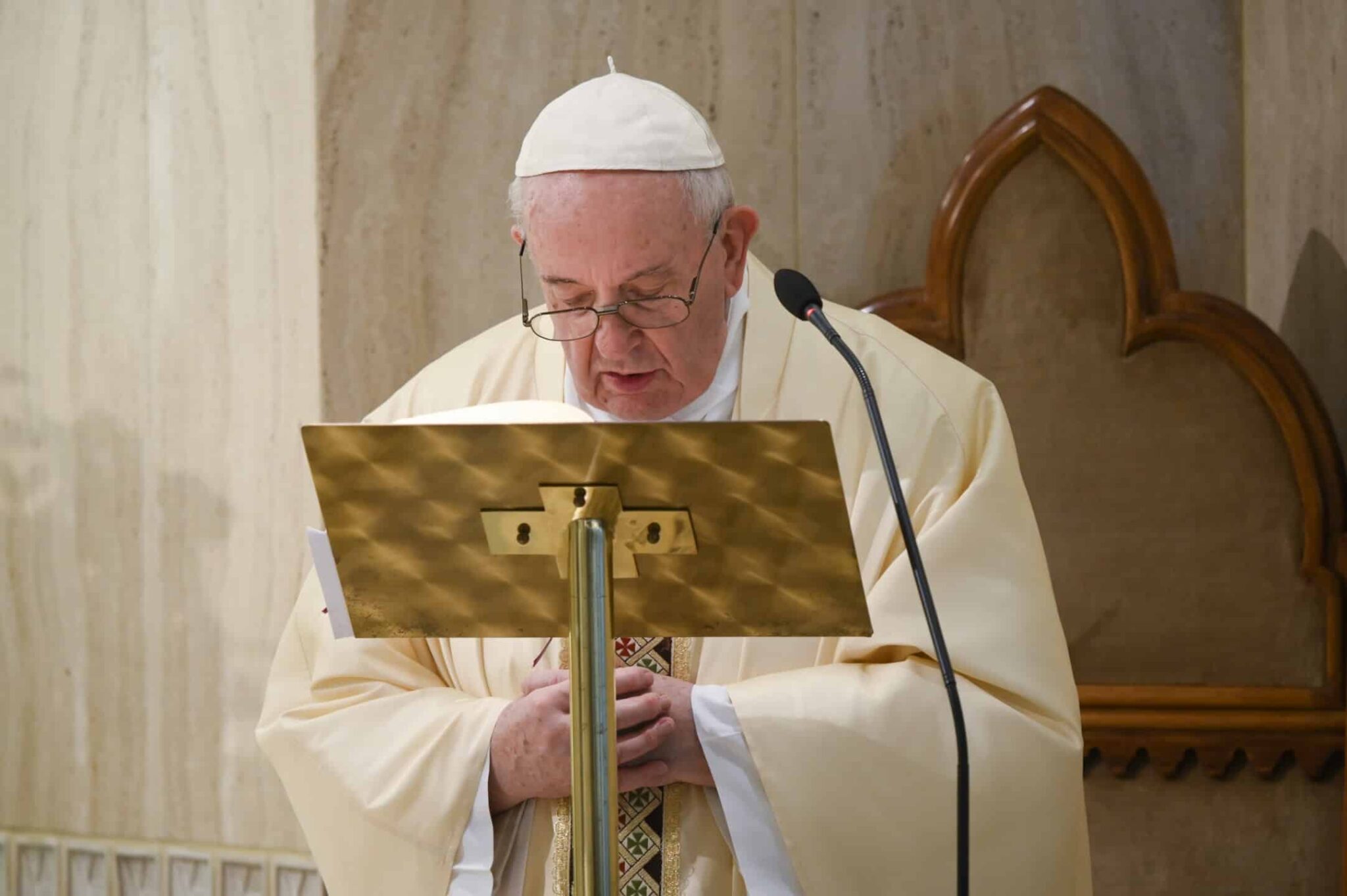 The Pope during morning Mass at the Vatican
