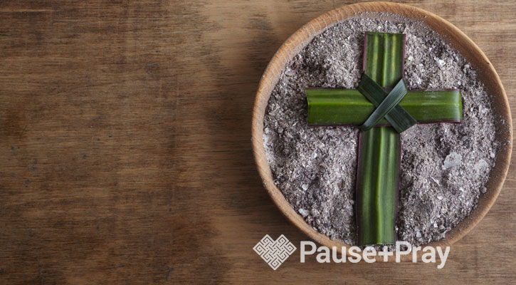 Cross in a bowl of ashes