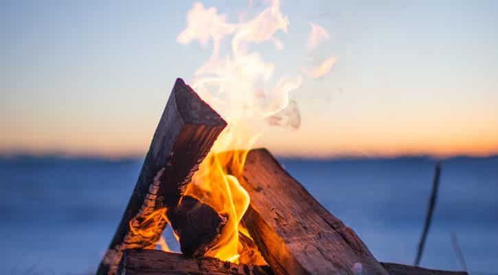 Campfire on a beach