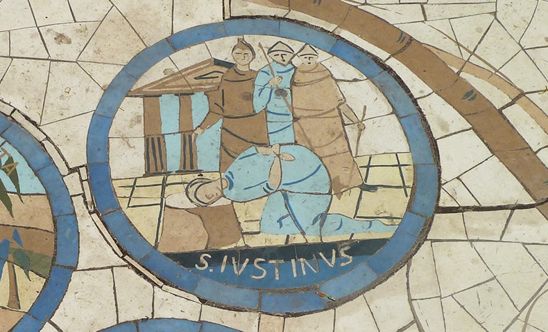 Mosaics in the mount of beatitudes Saint Justin Martyr