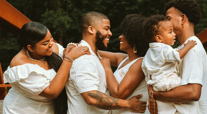 Multigenerational family smiling