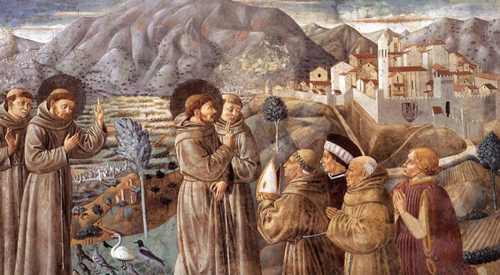 Painting of Saint Francis of Assisi Preaching with his Brothers