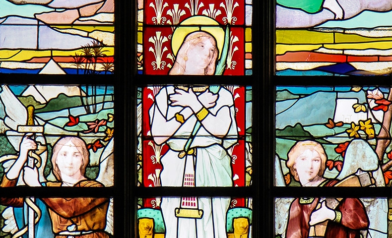 Stained glass window of Saint Catherine of Alexandria
