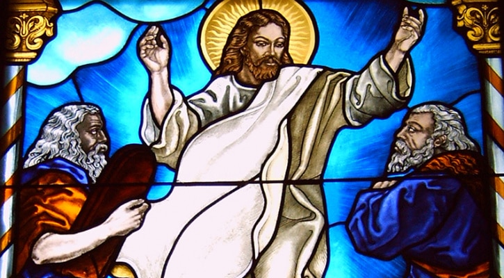 Stained glass window of Transfiguration of the Lord