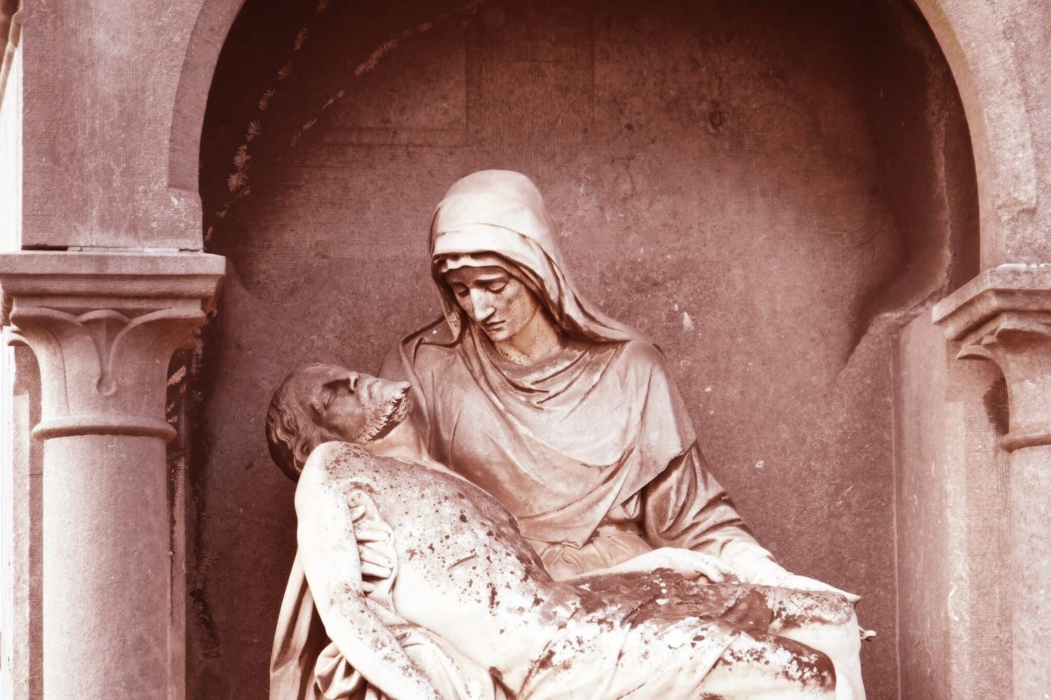 Statue of Virgin Mary embracing Jesus