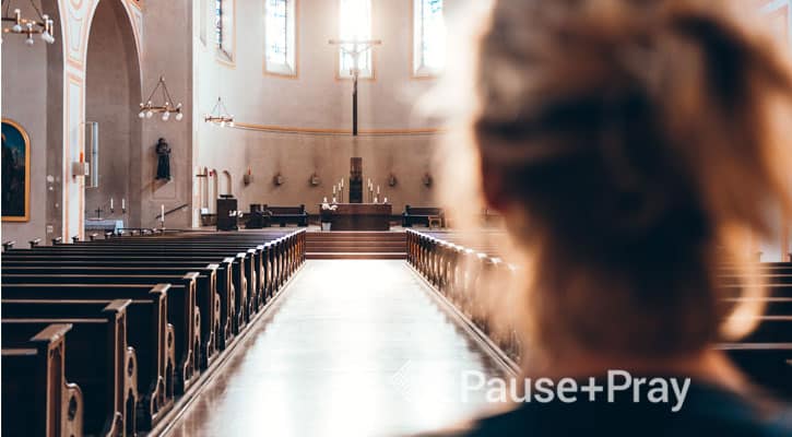 Person standing in a church