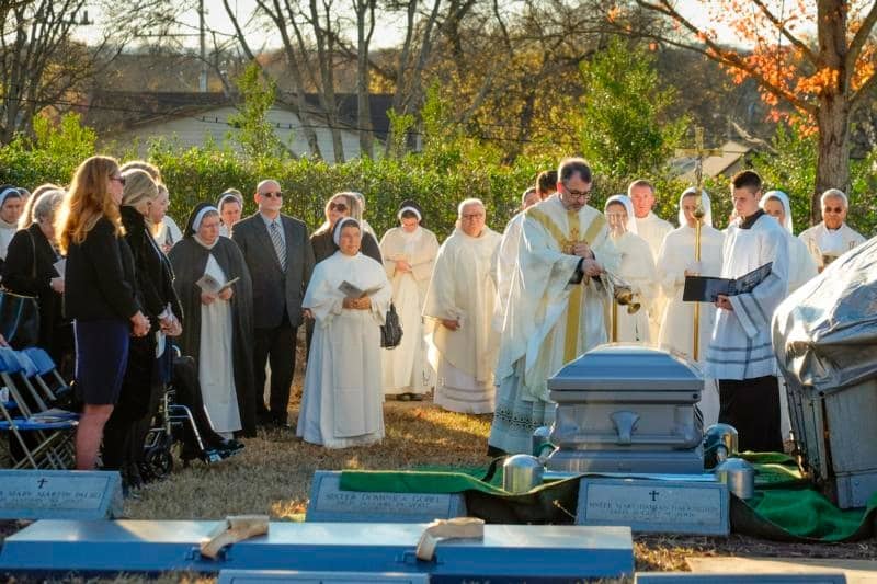 People gathering at a funeral