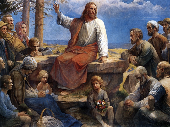 Artwork of Jesus Christ surrounded by people