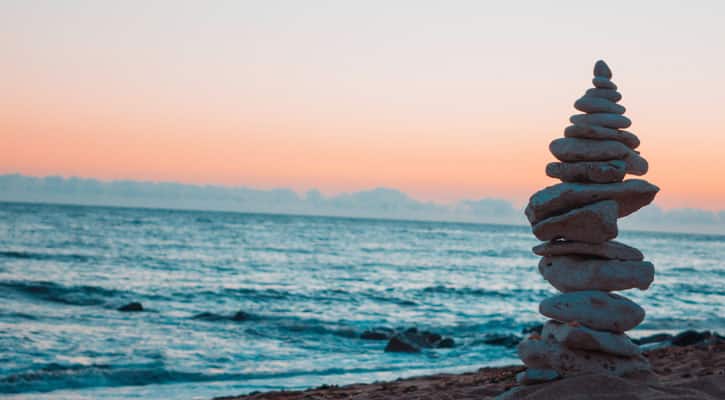 Cairn of rock on the beach