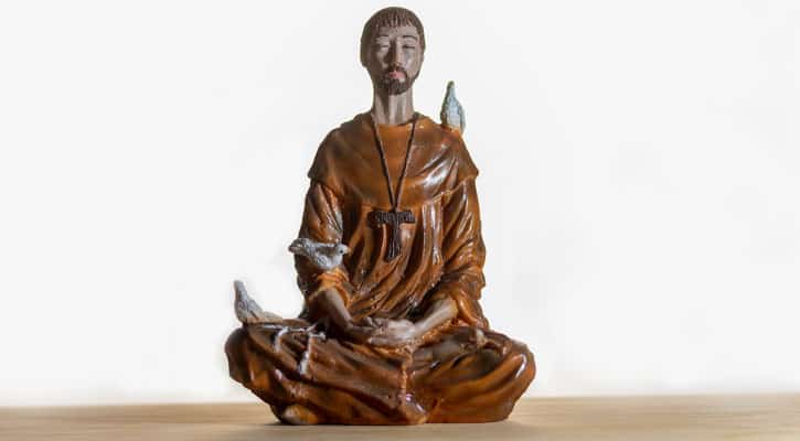 Statue of a meditating Saint Francis