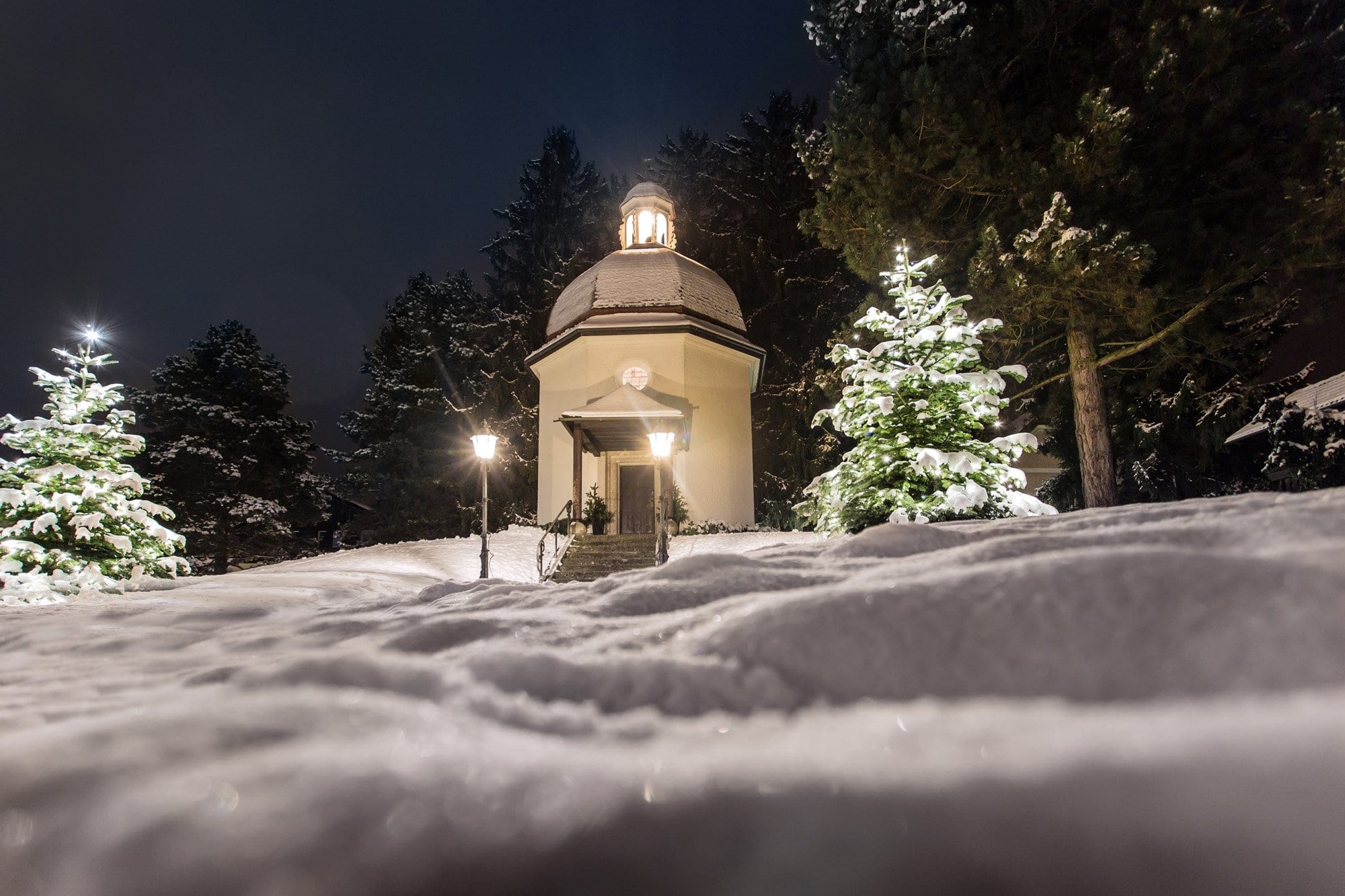 The Silent Night Chapel, which is in the town of Oberndorf in the Austrian state of Salzburg, is a monument to the Christmas carol "Silent Night." The chapel stands on the site of the former St. Nikola Church, where on Christmas Eve in 1818 the carol was performed for the first time. (CNS photo/courtesy www.stillenacht.com)