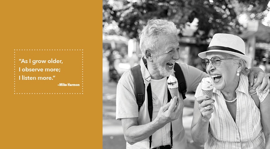 two old people eating ice cream