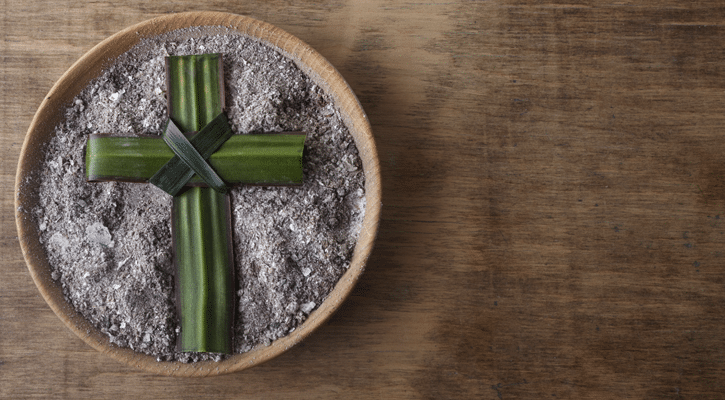 Cross in a bowl of ashes