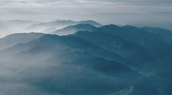 Misty covered mountains