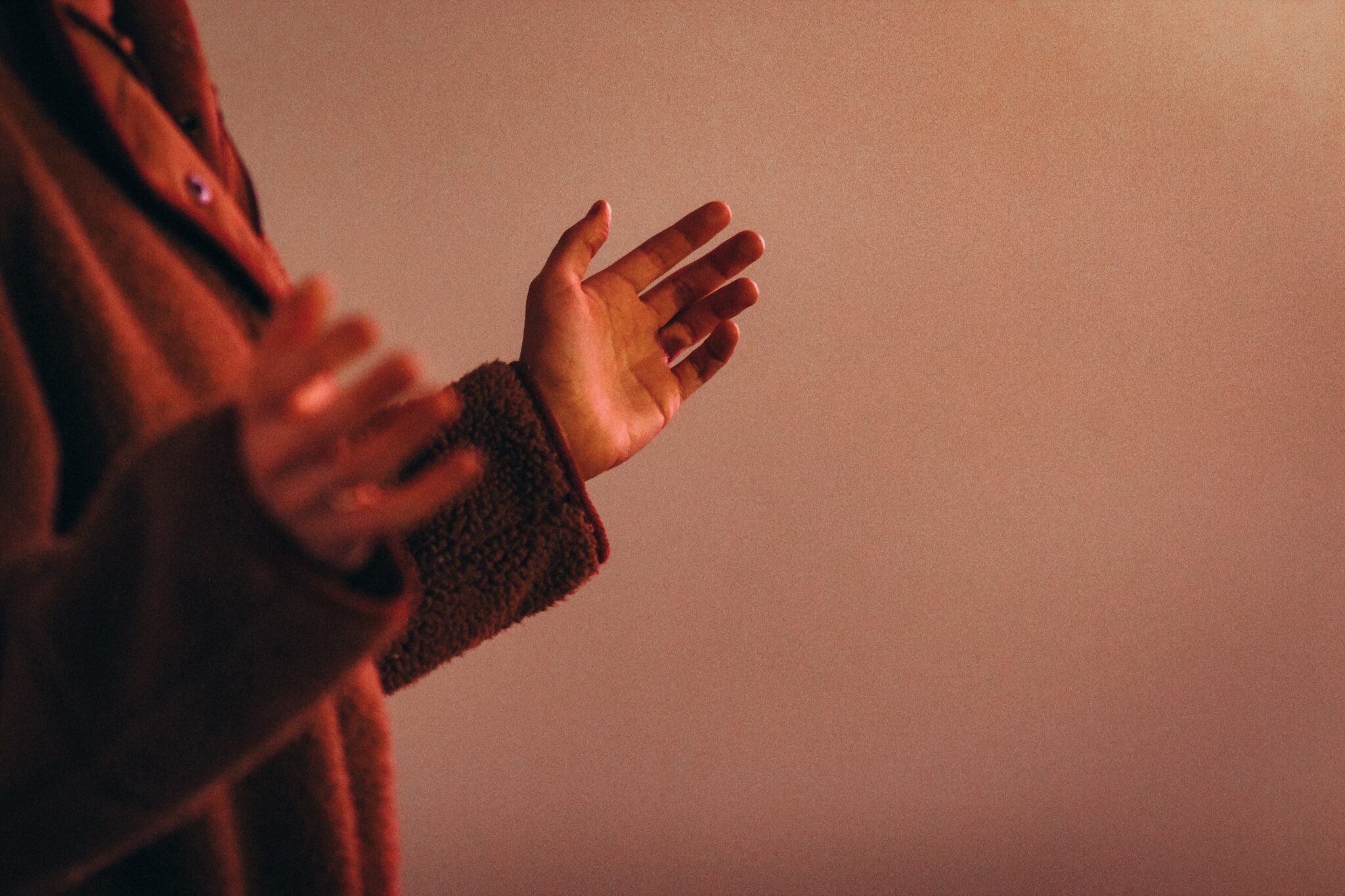 Woman praying outside