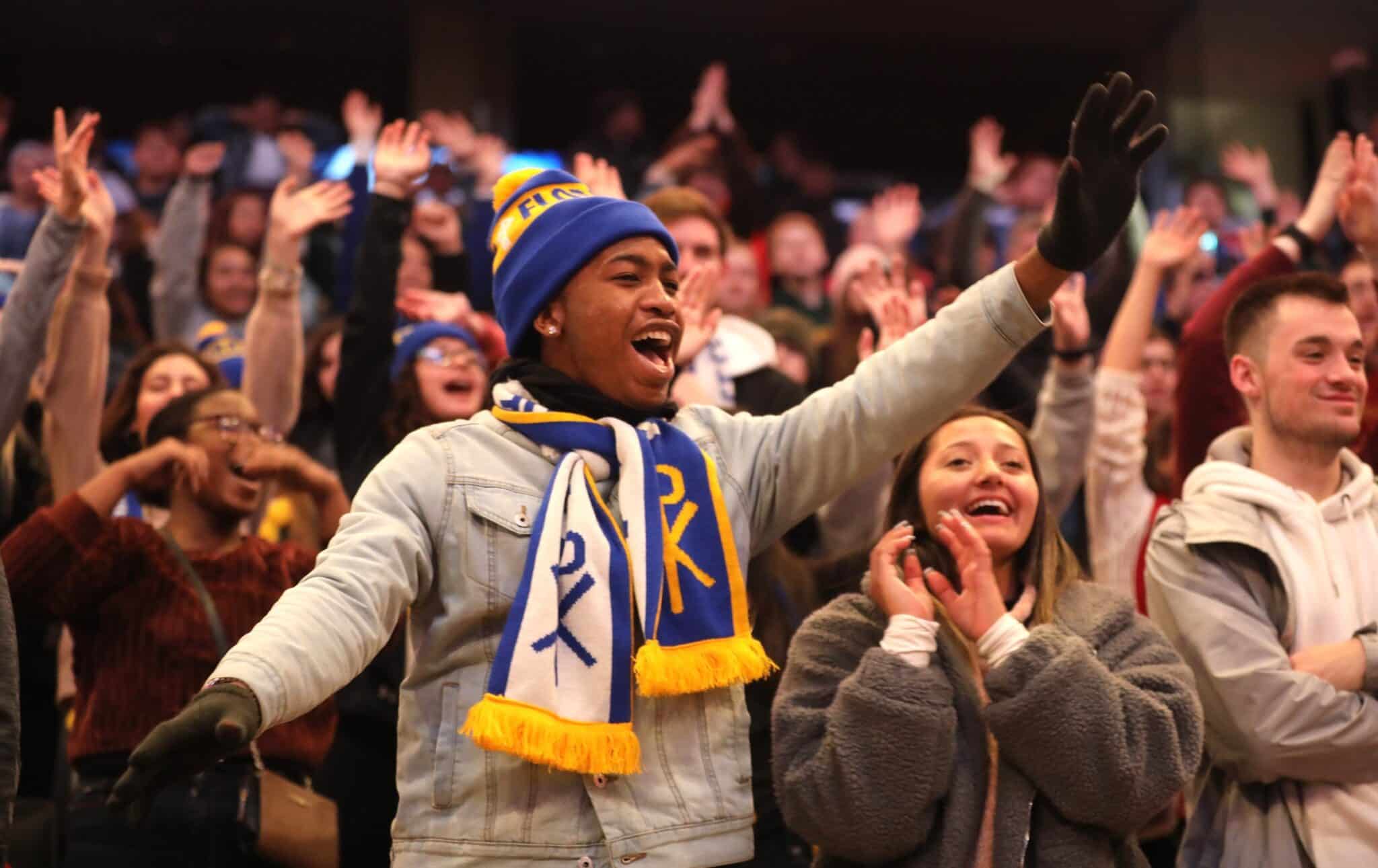 Young people cheer during the annual Youth Rally for Life sponsored by the Archdiocese of Washington Jan. 24, 2020, at the Capital One Arena. The rally was followed by Mass celebrated at the arena by then-Archbishop Wilton D. Gregory of Washington. On Jan. 20, 2023, now-Cardinal Gregory will celebrate the Youth Mass of Celebration and Thanksgiving at the Cathedral of St. Matthew the Apostle. (CNS photo/Andrew Rozario, Catholic Standard)