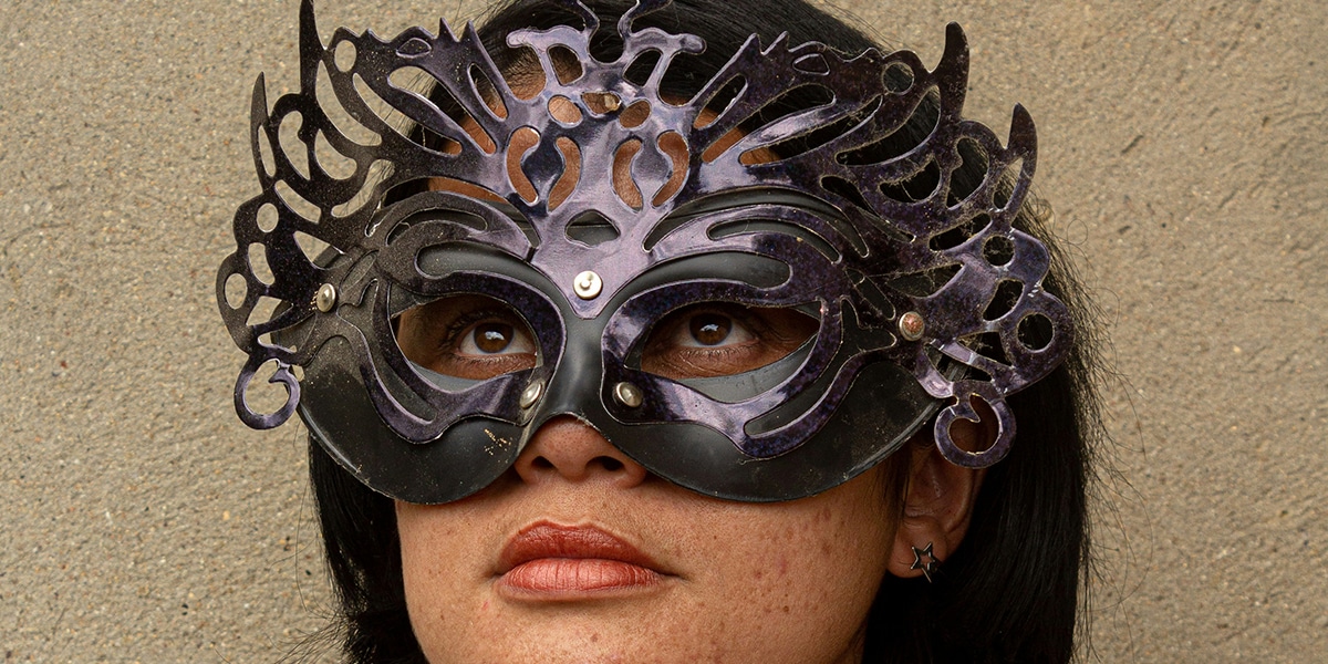 woman wearing a mask