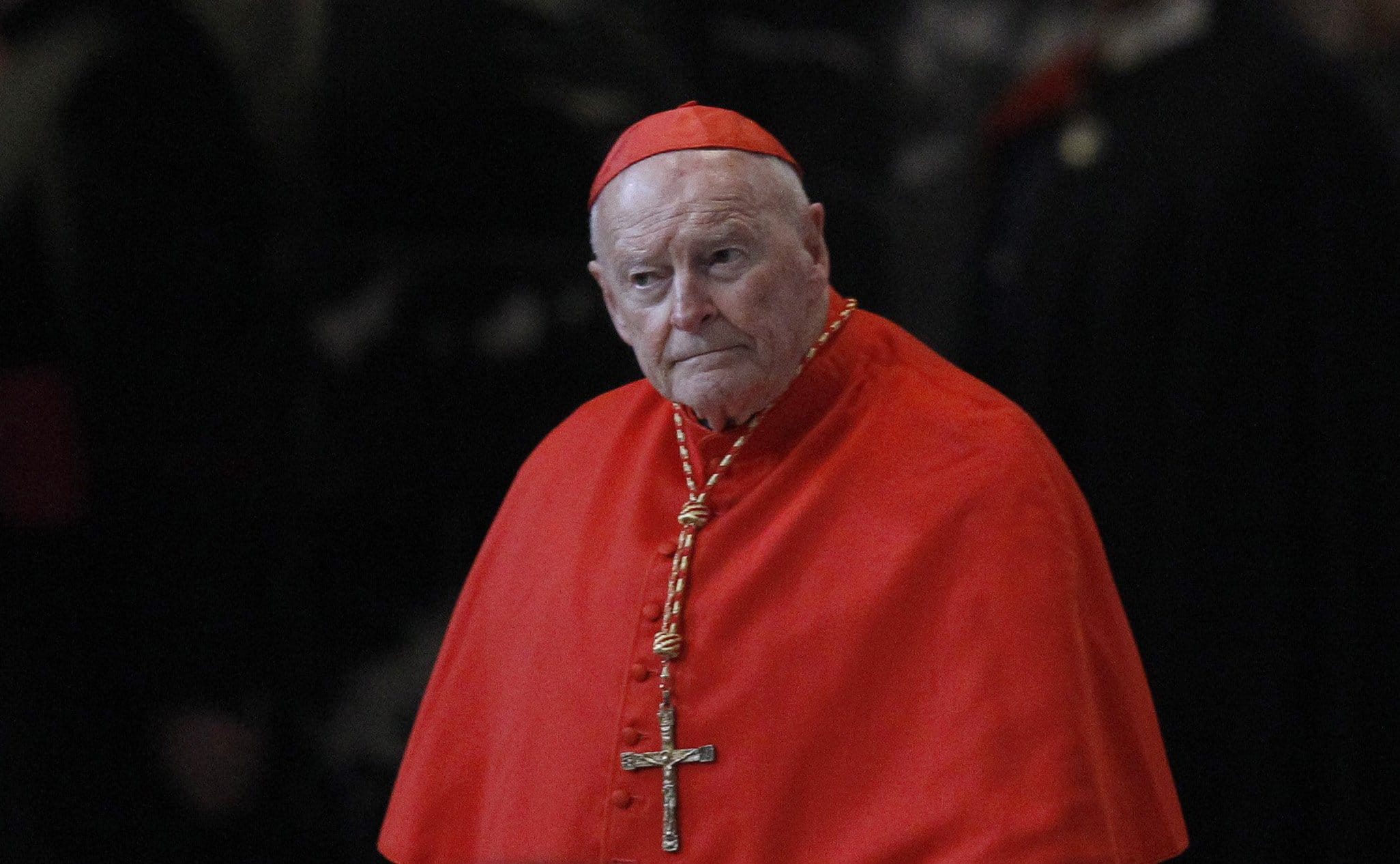 Then-Cardinal Theodore E. McCarrick arrives for Ash Wednesday Mass in St. Peter's Basilica at the Vatican in this Feb. 13, 2013 file photo. Prosecutors are challenging the medical report claiming former cardinal Theodore McCarrick is not competent to stand trial on charges he sexually abused a teen in the 1970s. (CNS photo/Paul Haring)