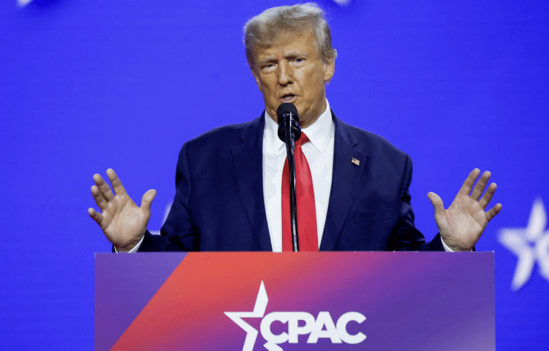 Former U.S. President Donald Trump speaks during the Conservative Political Action Conference at Gaylord National Convention Center in National Harbor, Md., U.S., March 4, 2023. According to media reports, multiple sources familiar with the matter said that a Manhattan grand jury voted to indict former President Donald Trump. Specific charge or charges are not publicly known. (OSV News photo/Evelyn Hockstein, Reuters)