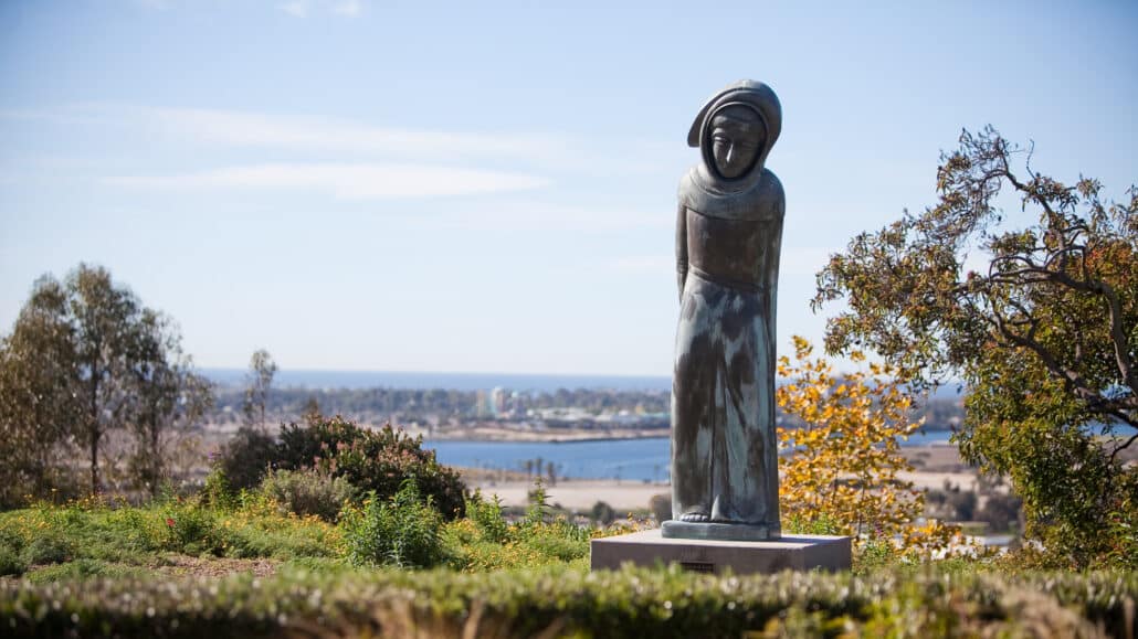 Statue of St. Francis on the campus of San Diego University