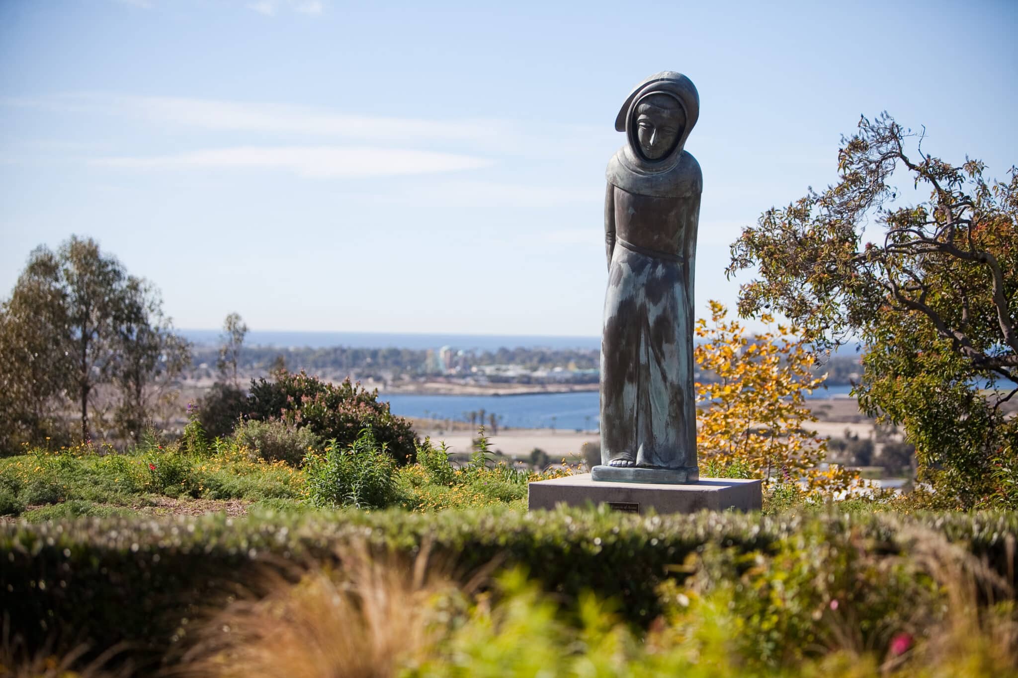 Statue of St. Francis on the campus of San Diego University