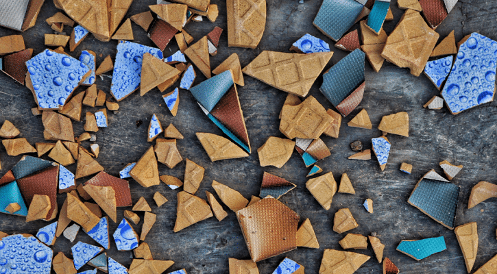 Shards of broken pottery