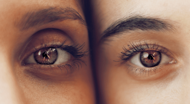 closeup two women's eyes