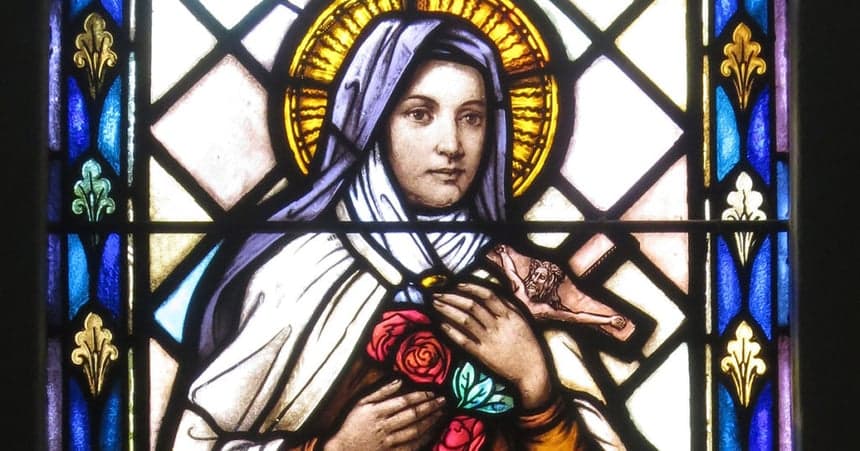 Stained glass of St. Therese