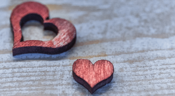 two small wood hearts