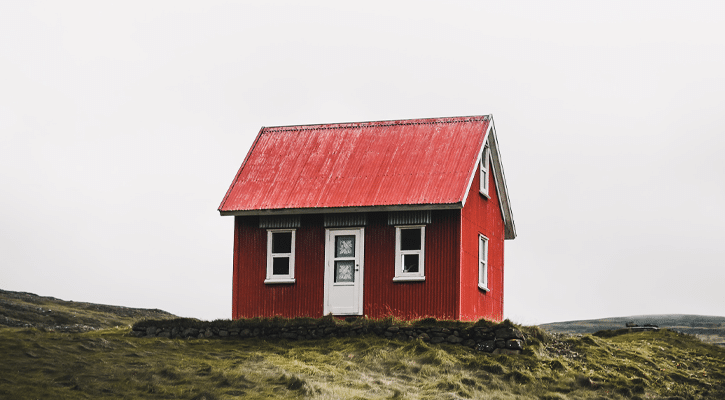 solitary red cabin
