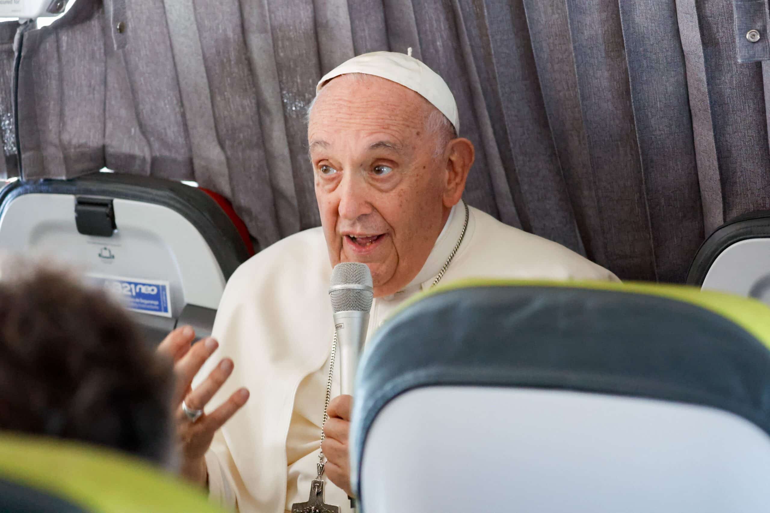 Pope Francis at a news conference