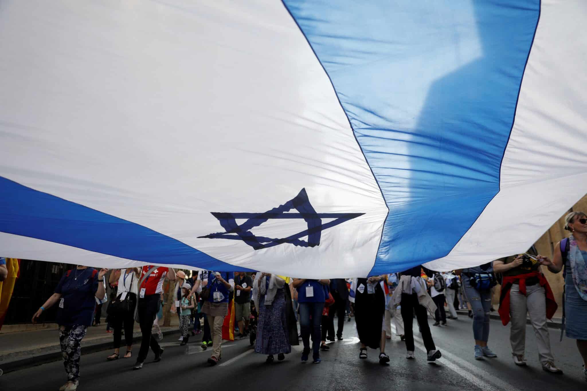 People in Jerusalem take part in the "March of the Nations" March 15 in which Christians from around the world demonstrate against anti-Semitism. (CNS photo/Ronen Zvulun, Reuters) See ANTI-SEMITISM-LETTER May 17, 2018.