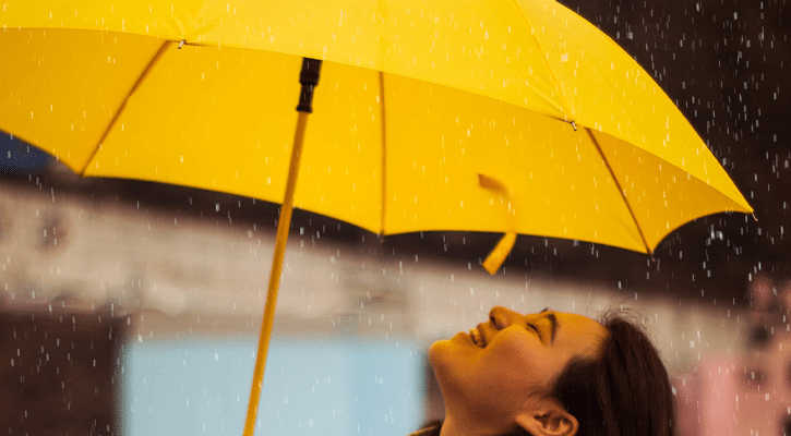 woman with yellow umbrella