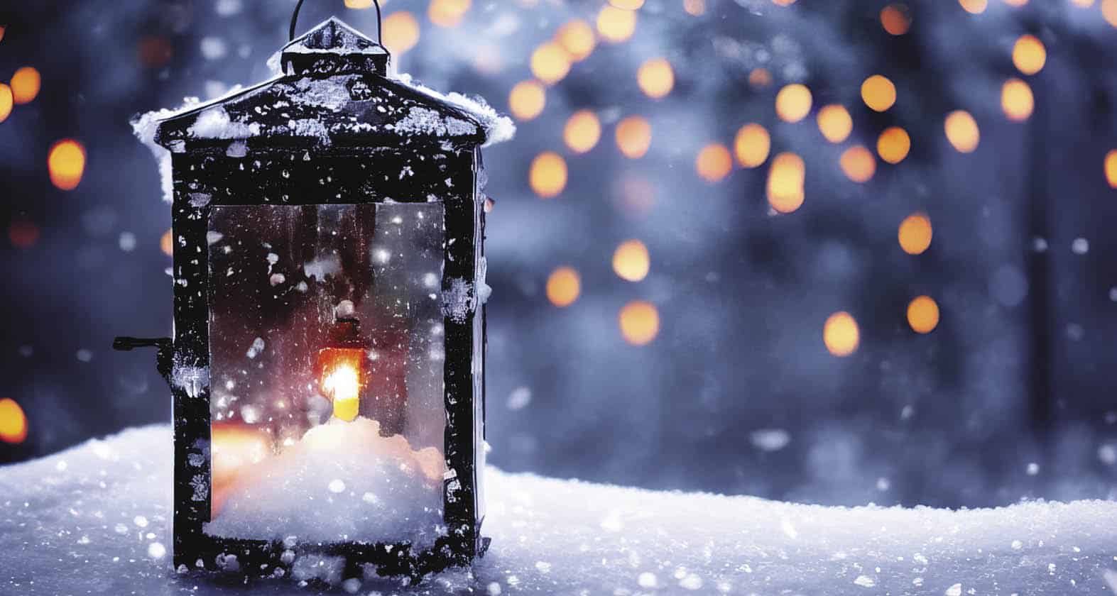 lantern in the snow