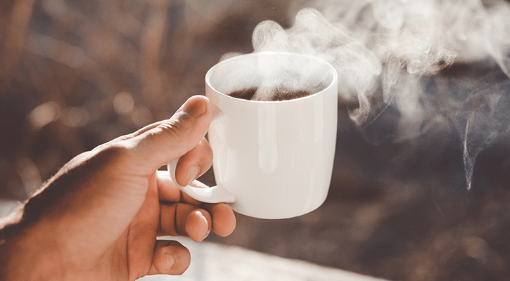 steaming hot coffee