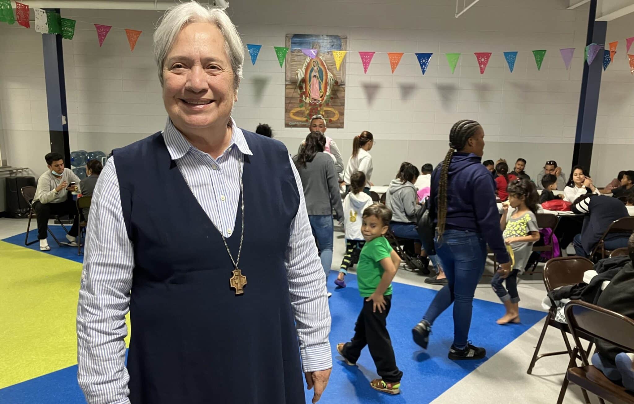 Sister Norma Pimentel, a Missionary of Jesus, poses Nov. 11, 2023, at the Humanitarian Respite Center in McAllen, Texas, which helps migrants released by Border Patrol reach their final destinations in the United States. The center, a project of Catholic Charities of the Rio Grande Valley in the Brownsville Diocese, has served more than 1,500 migrants daily (OSV News/David Agren)