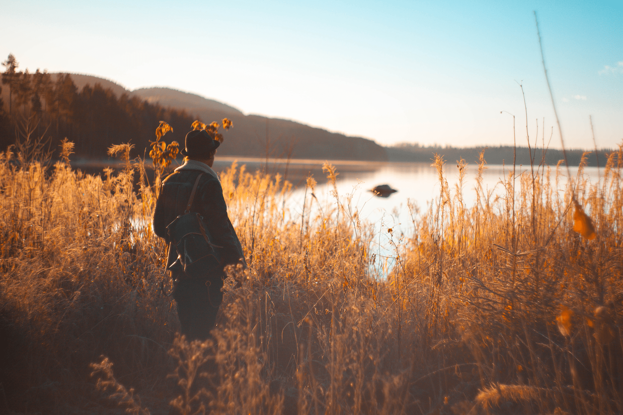 man standing in grasses.